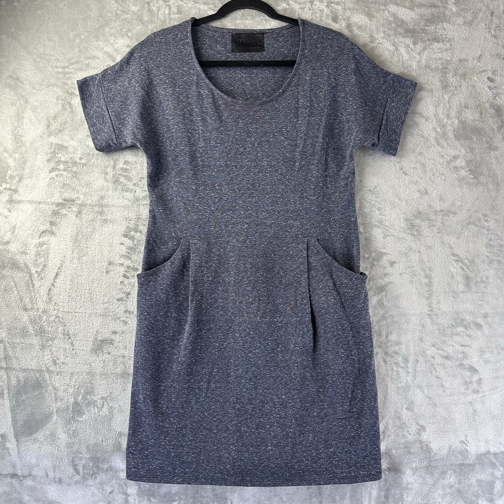 Priday Dress Women's M Blue Knit Pockets Knee Length